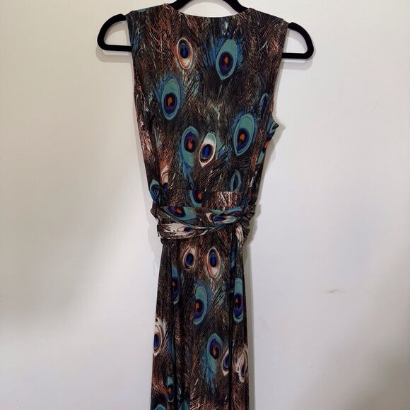 Kasper‎ Womens Sleeveless Maxi Dress Sz Small Peacock Tie Waist Stretch Wedding - Picture 16 of 16